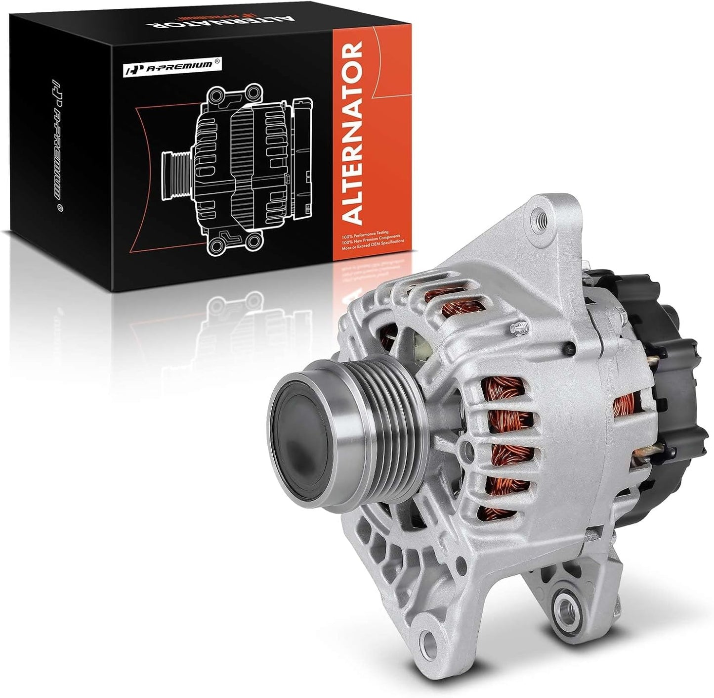 Alternator Compatible with Hyundai Elantra 2013, Elantra Coupe/Elantra GT 2013 & Kia Soul 2012-2016, Forte 2014-2016, Rondo 2014-2016, 1.8L 2.0L, 12V 120A 6-Groove Decoupler Pulley Clockwise