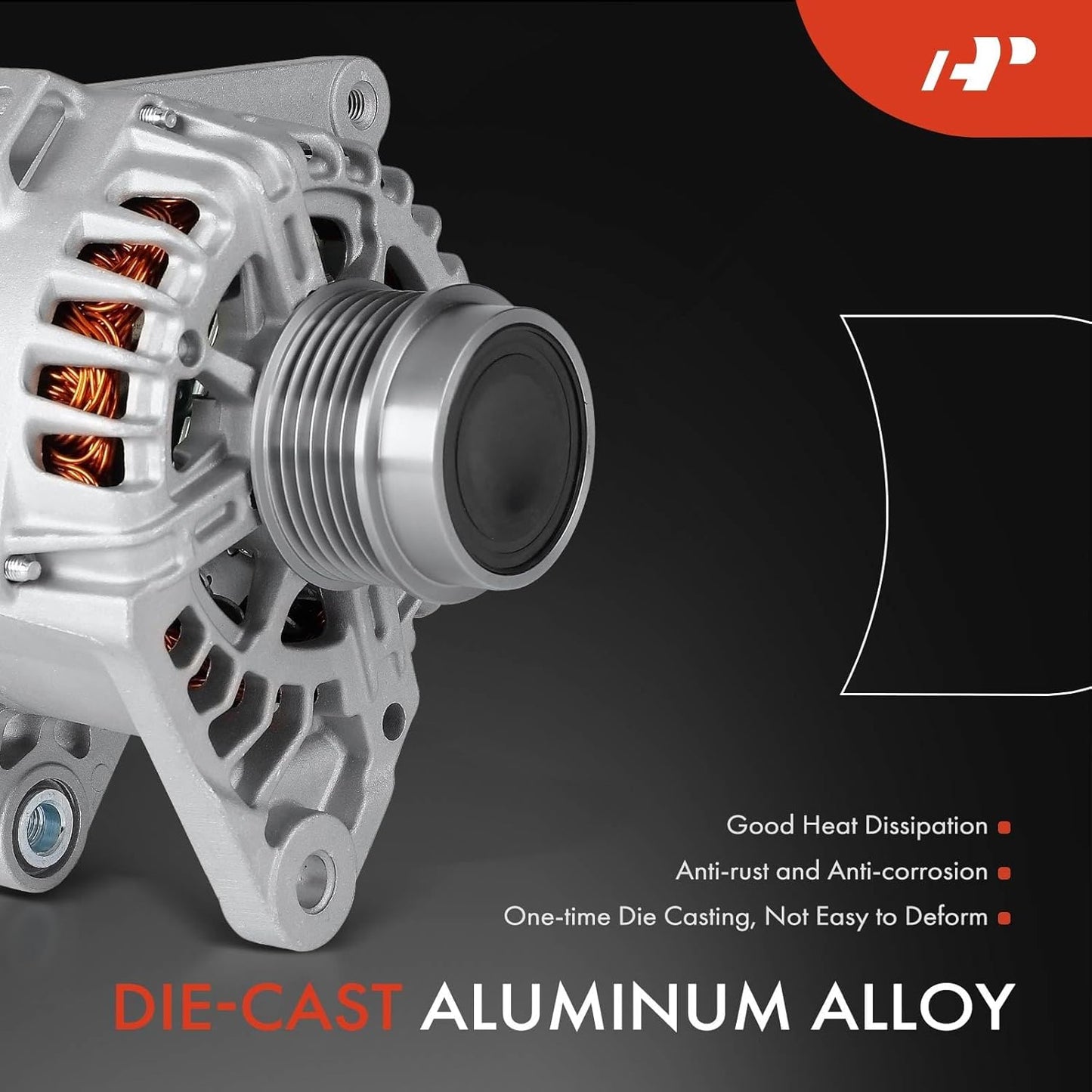 Alternator Compatible with Hyundai Elantra 2013, Elantra Coupe/Elantra GT 2013 & Kia Soul 2012-2016, Forte 2014-2016, Rondo 2014-2016, 1.8L 2.0L, 12V 120A 6-Groove Decoupler Pulley Clockwise