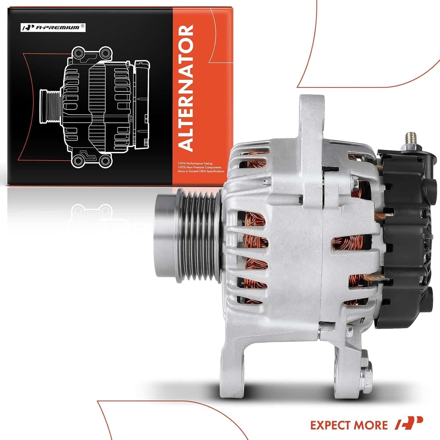 Alternator Compatible with Hyundai Elantra 2013, Elantra Coupe/Elantra GT 2013 & Kia Soul 2012-2016, Forte 2014-2016, Rondo 2014-2016, 1.8L 2.0L, 12V 120A 6-Groove Decoupler Pulley Clockwise